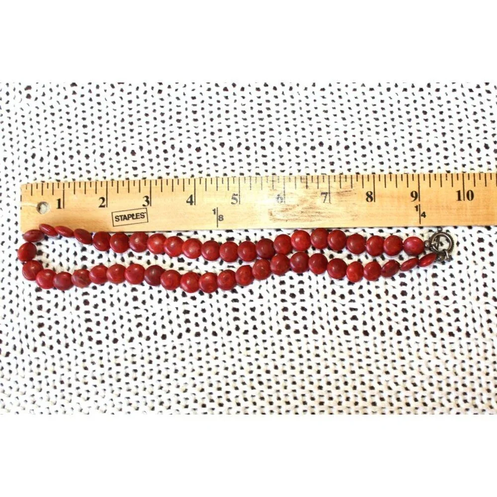 Vintage Red Sponge Coral Necklace Natural Stones Beads 33.1 grams toggle clasp